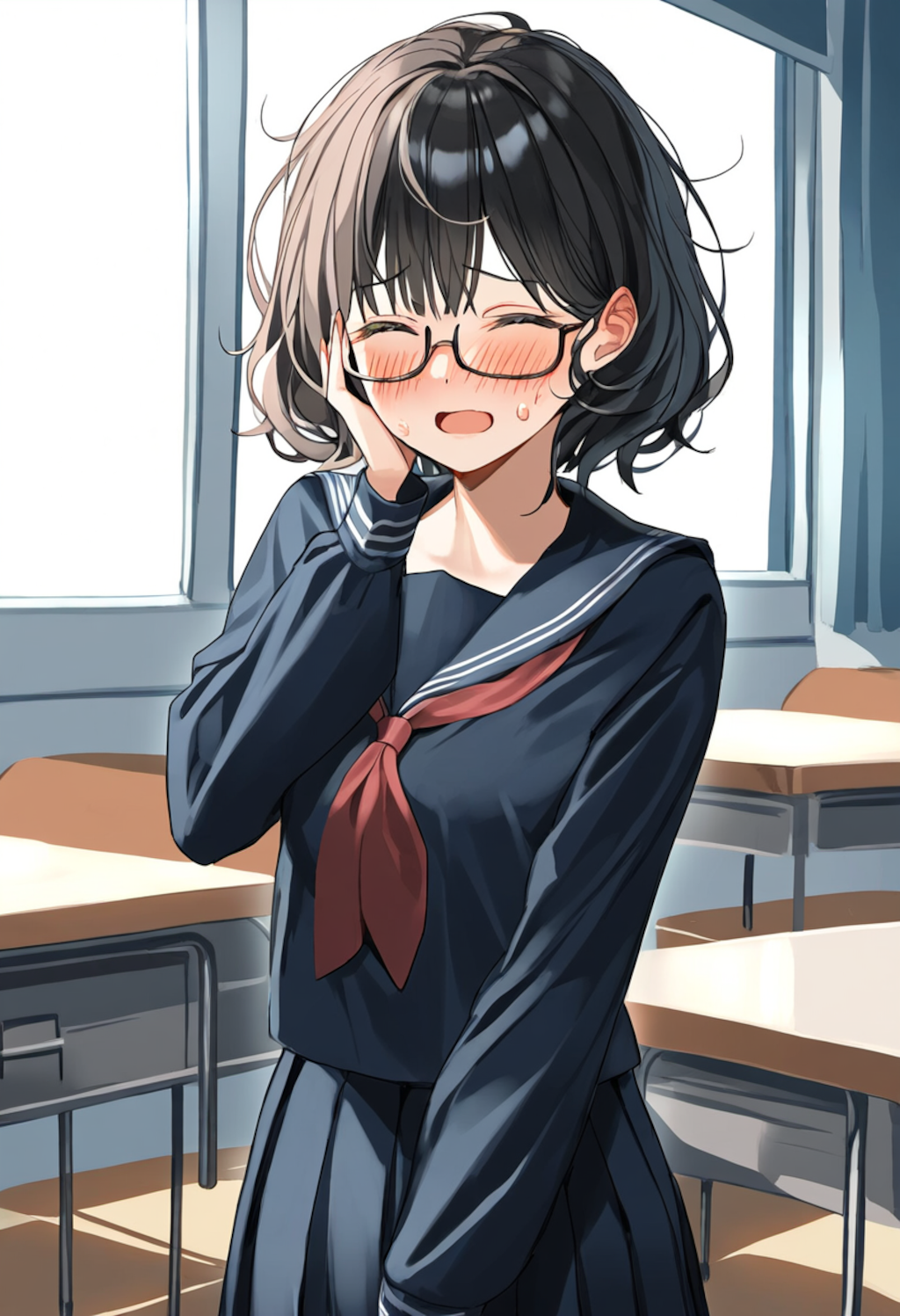 巨大ヒロインの話をすると、何故か凄く照れる地味子ちゃん。