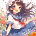 セーラー服と花畑（copilot） 3枚目