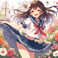 セーラー服と花畑（copilot） 2枚目