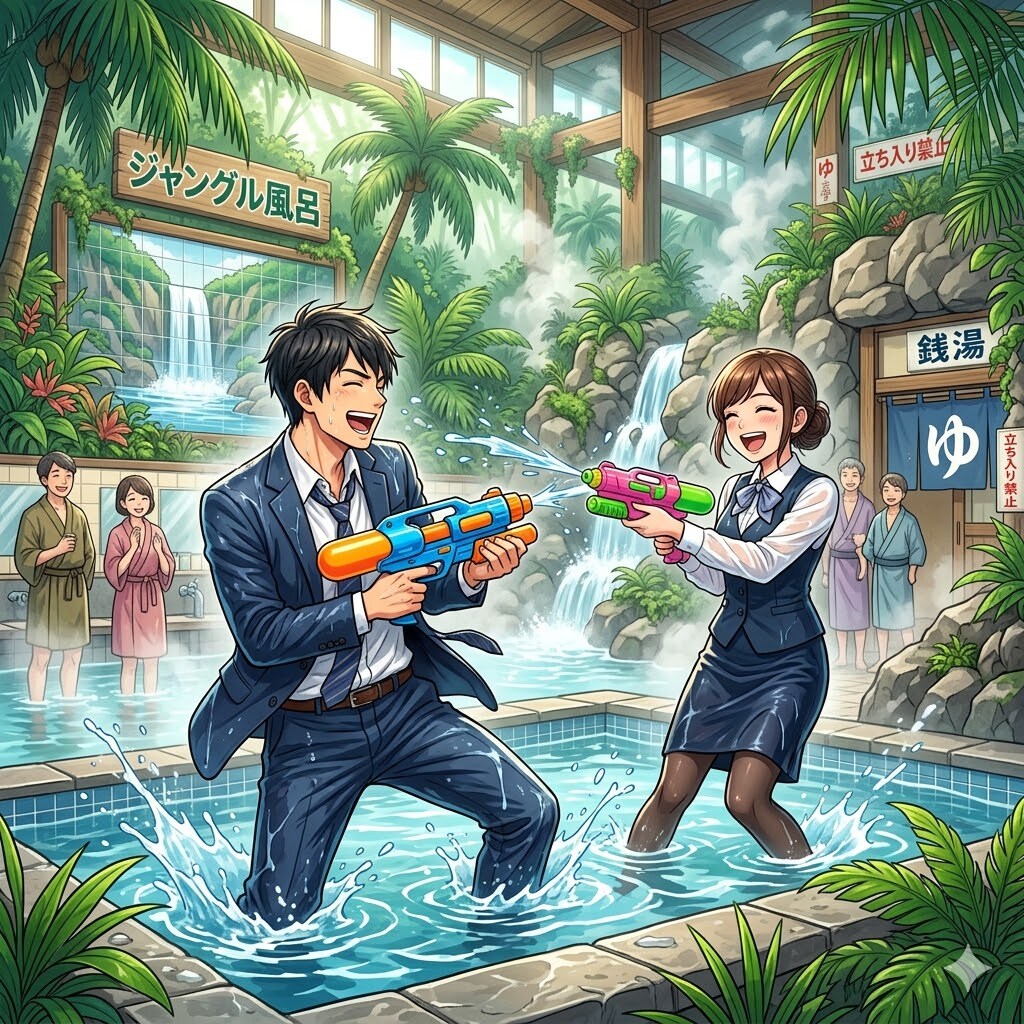 銭湯で戦闘２
