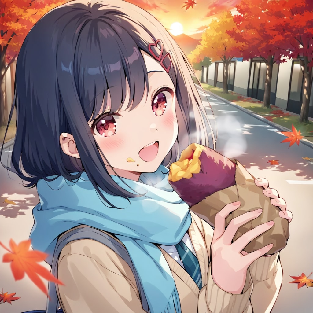 紅い紅葉と若い者