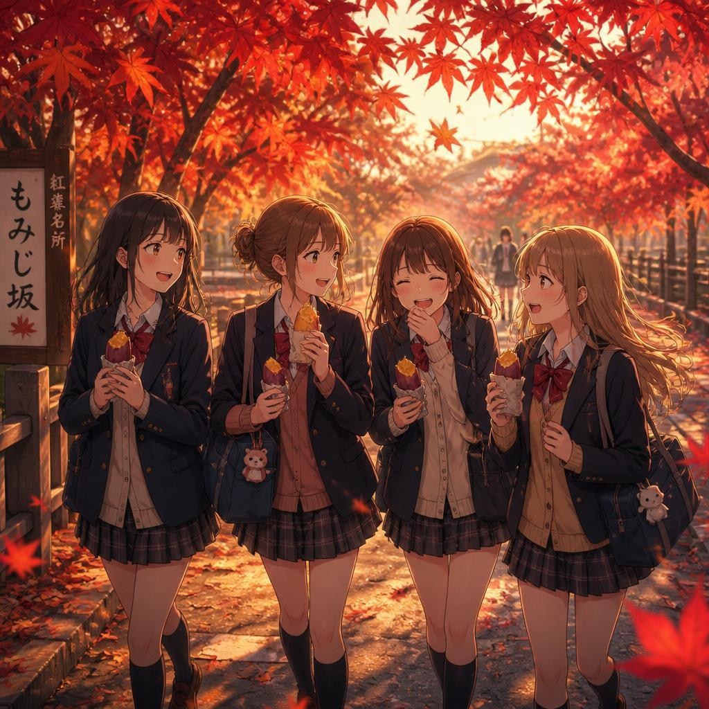 紅い紅葉と若い者