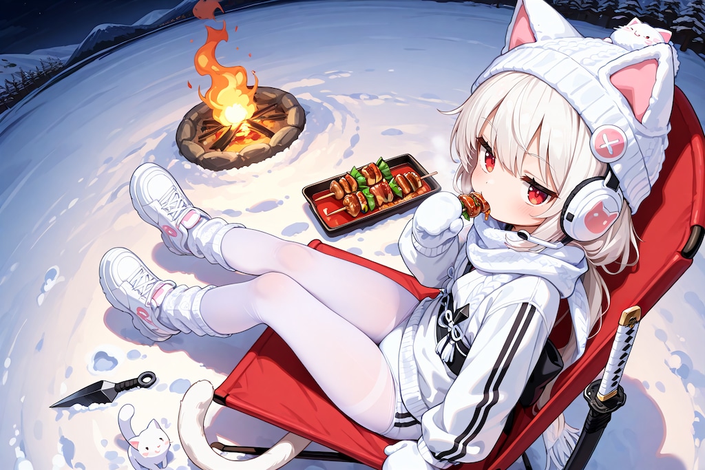 焚き火でもぐもぐ寒冷地仕様忍ルマ