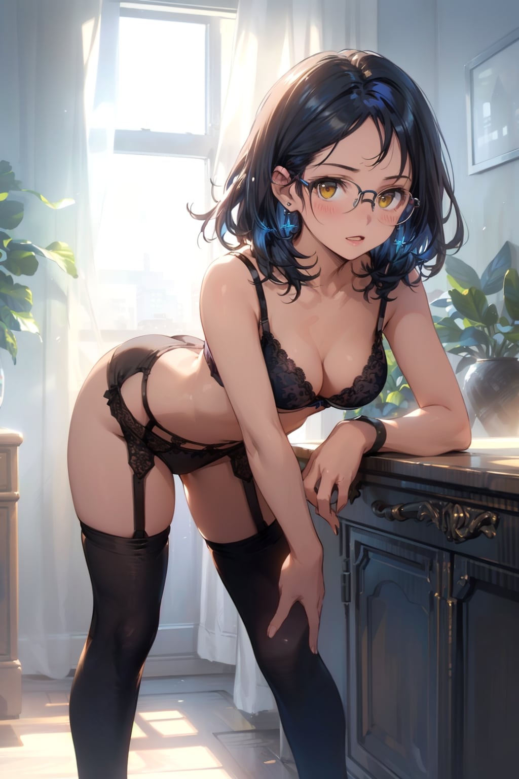 下着の眼鏡っ娘