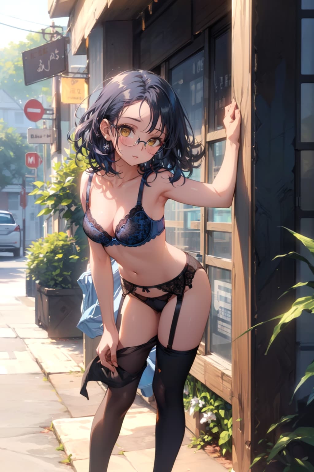 下着の眼鏡っ娘