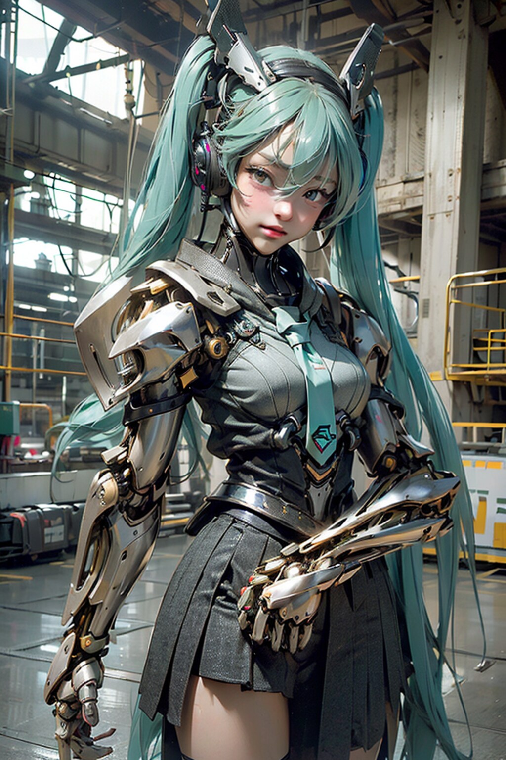 初音ミクデス。002_メカといえばスカート付き。