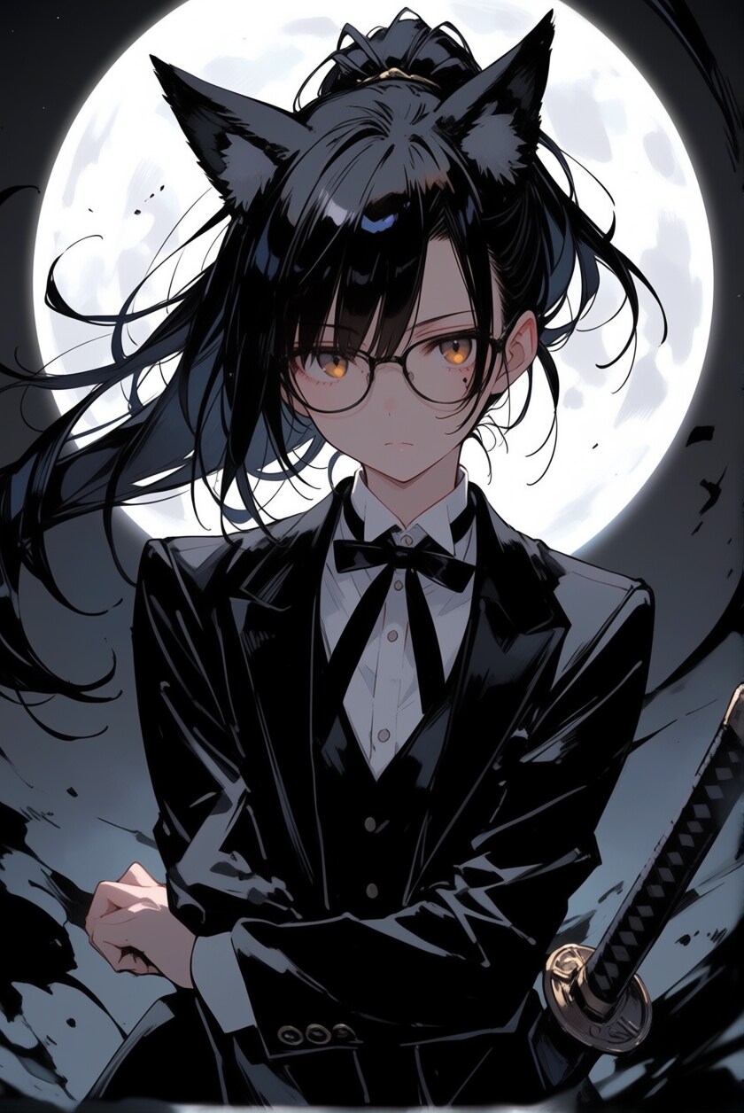 狼＋黒服＋刀