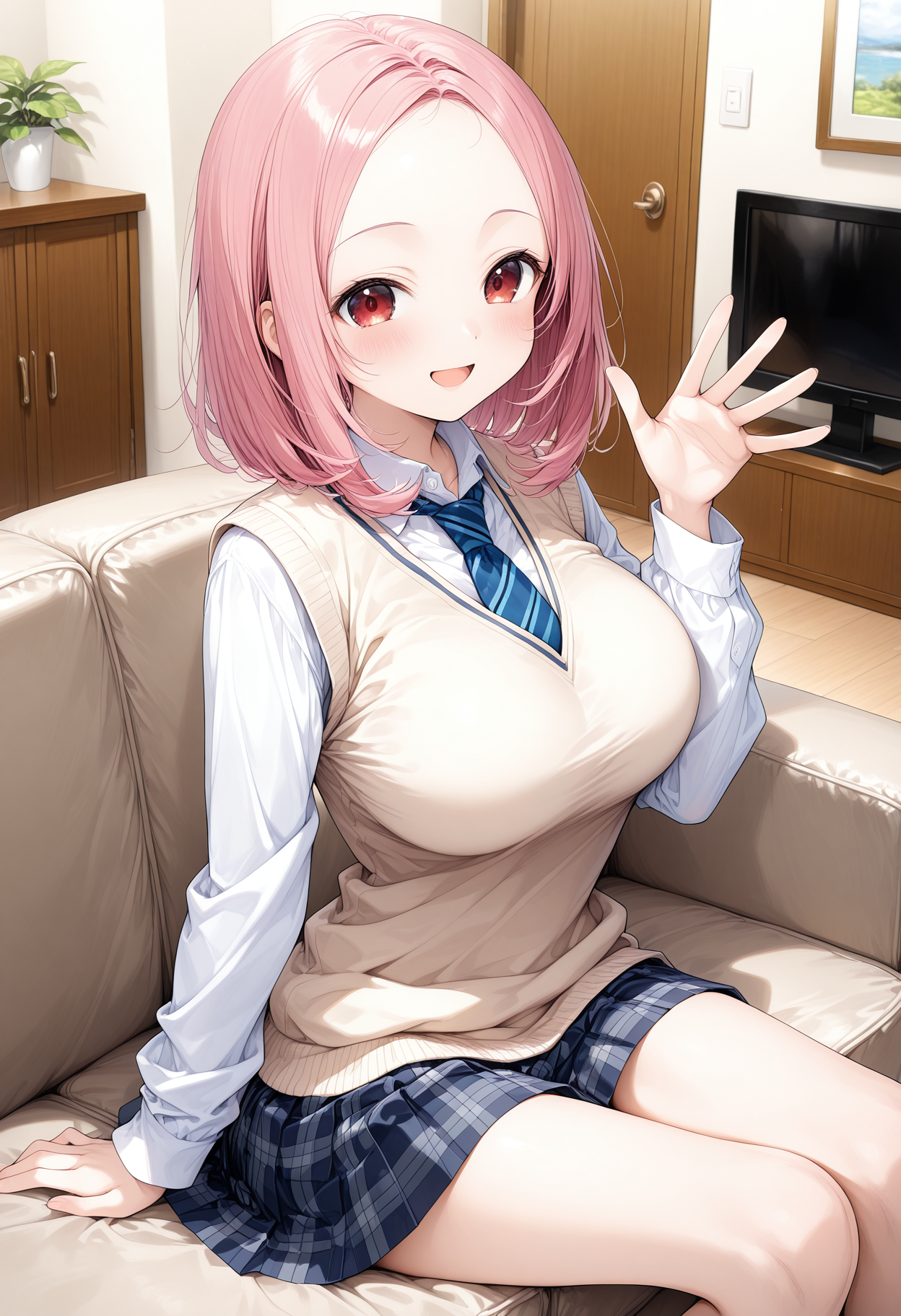 ピンク髪 JK制服
