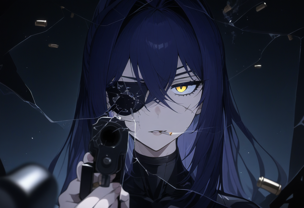 眼帯と銃と煙草とガラス