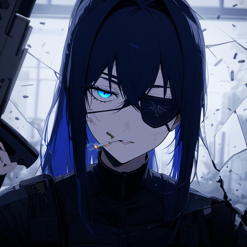 眼帯と銃と煙草とガラス