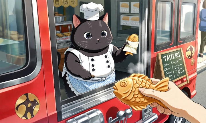 黒猫印のたいやき屋さん | の人気AIイラスト・グラビア