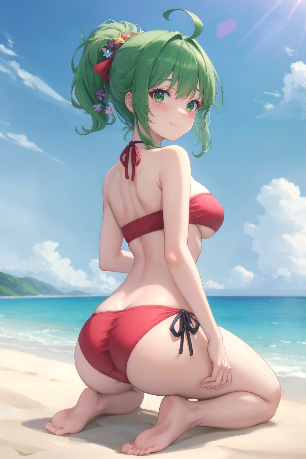 【習作】バンドゥビキニスタイルの緑髪の女の子