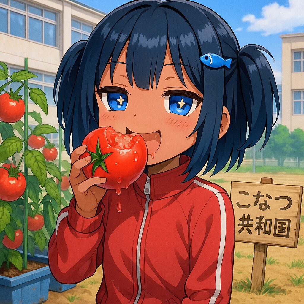 トマトに齧りつくこなつちゃん