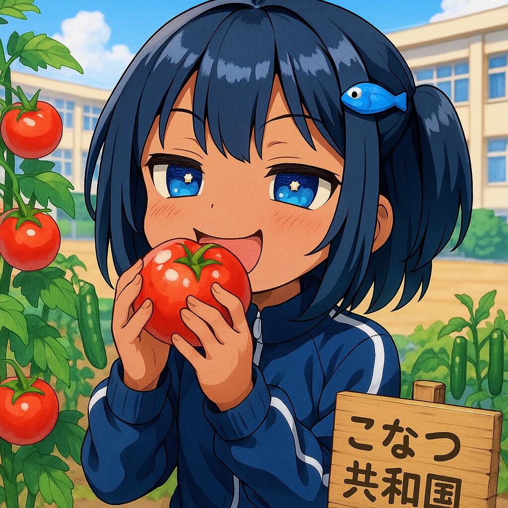 トマトに齧りつくこなつちゃん