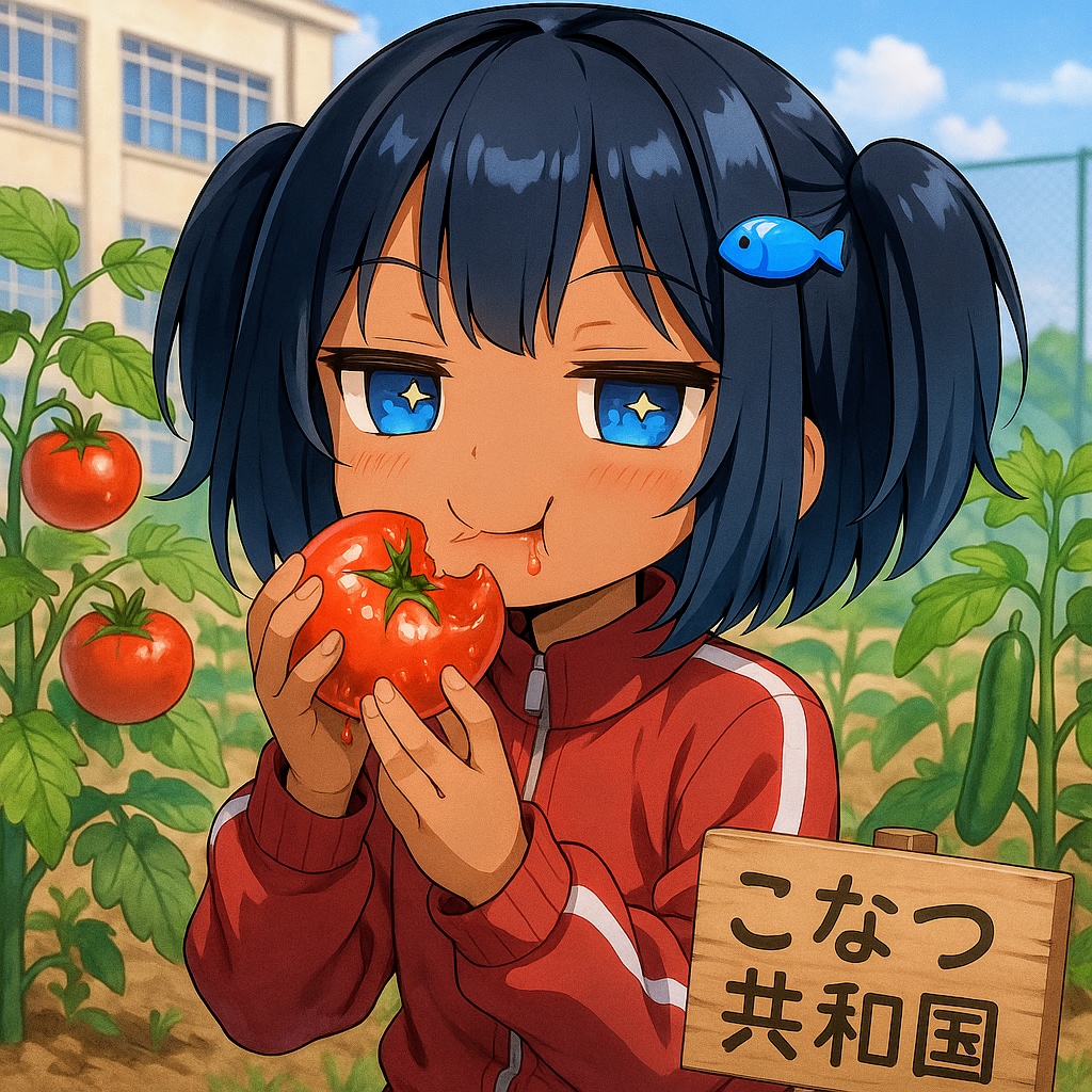 トマトに齧りつくこなつちゃん