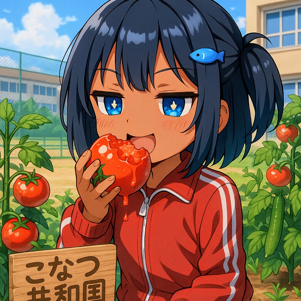 トマトに齧りつくこなつちゃん