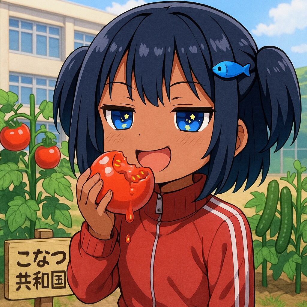 トマトに齧りつくこなつちゃん