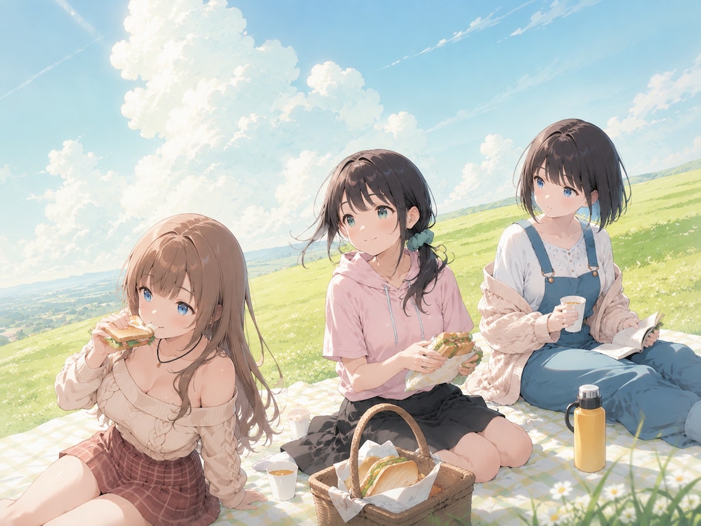 うちの子3人でピクニック