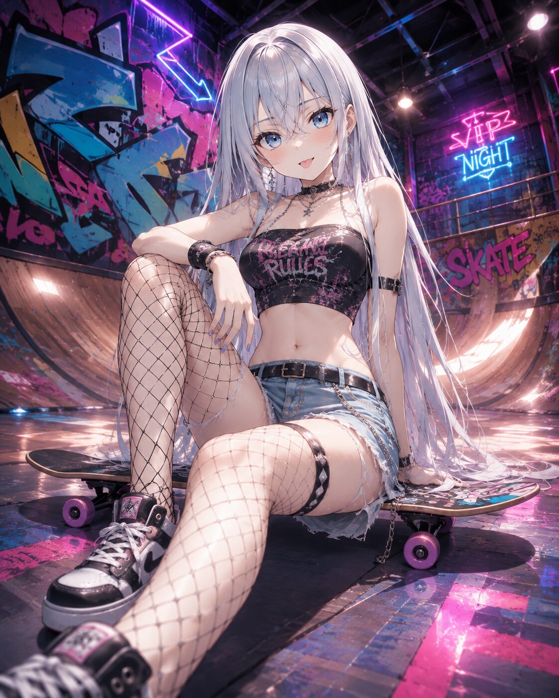 究極シリーズ 【5月：ネオンインドアスケートパーク（VIPナイトセッション）】いせれべカレンダー ユティVer. | の人気AIイラスト・グラビア