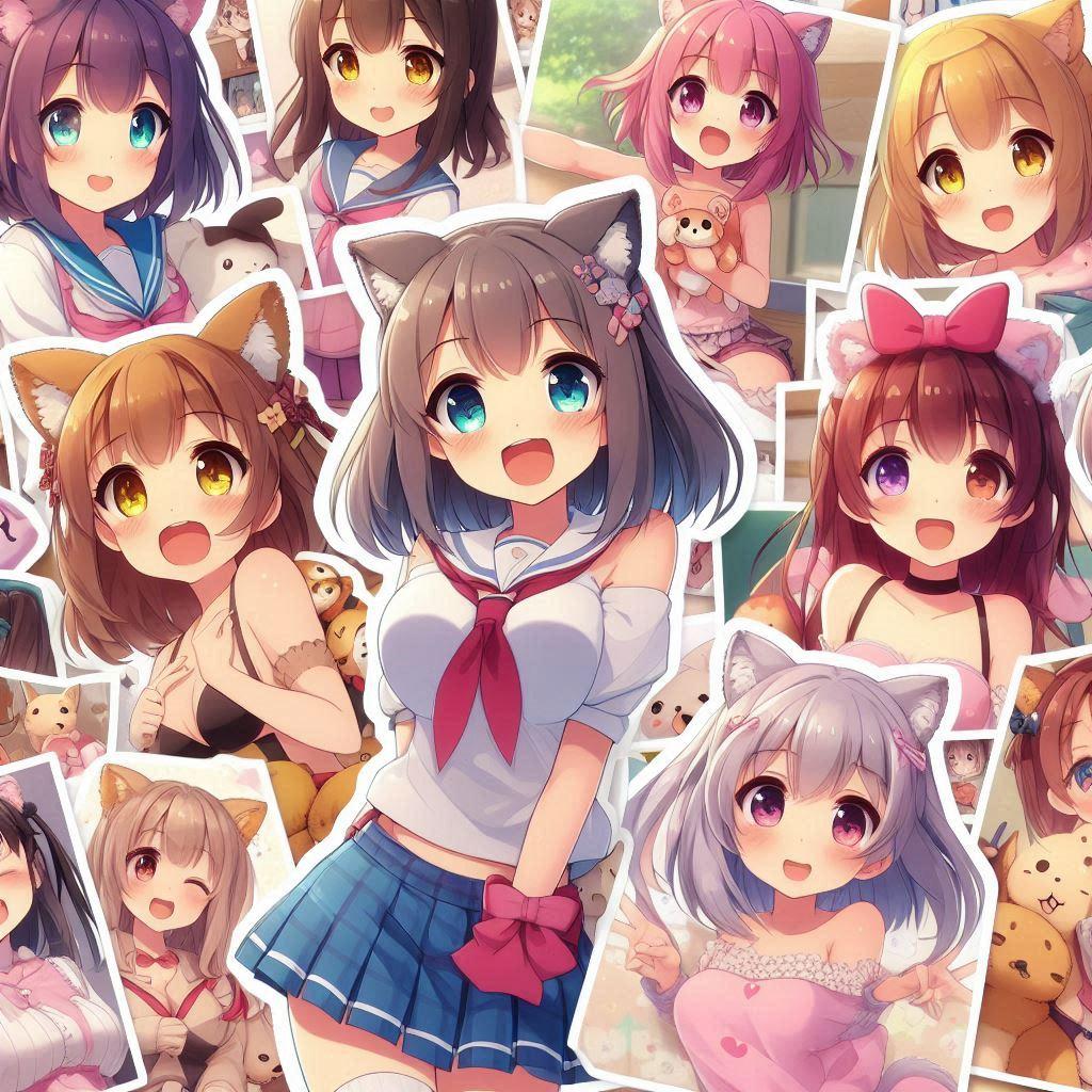 ケモ耳ちゃんシールがいっぱい♡ | の人気AIイラスト・グラビア