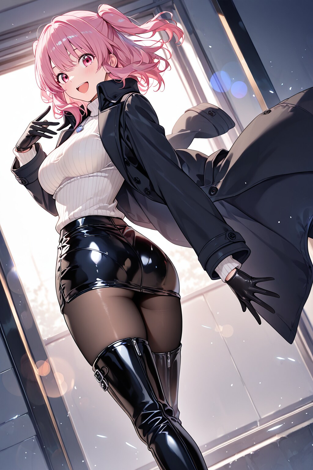 ウールコートのお姉さん