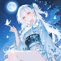 夜空と白髪ちゃん 2枚目