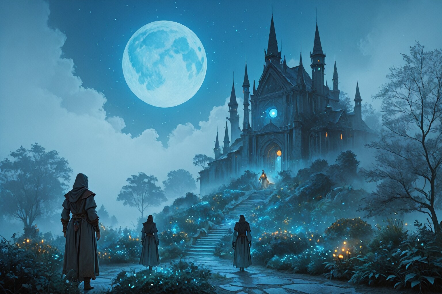 青い月と城 04 | の人気AIイラスト・グラビア