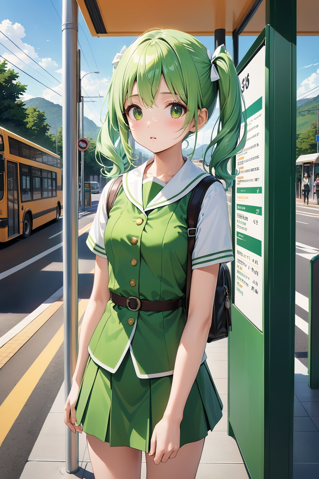 バスを待つ女の子