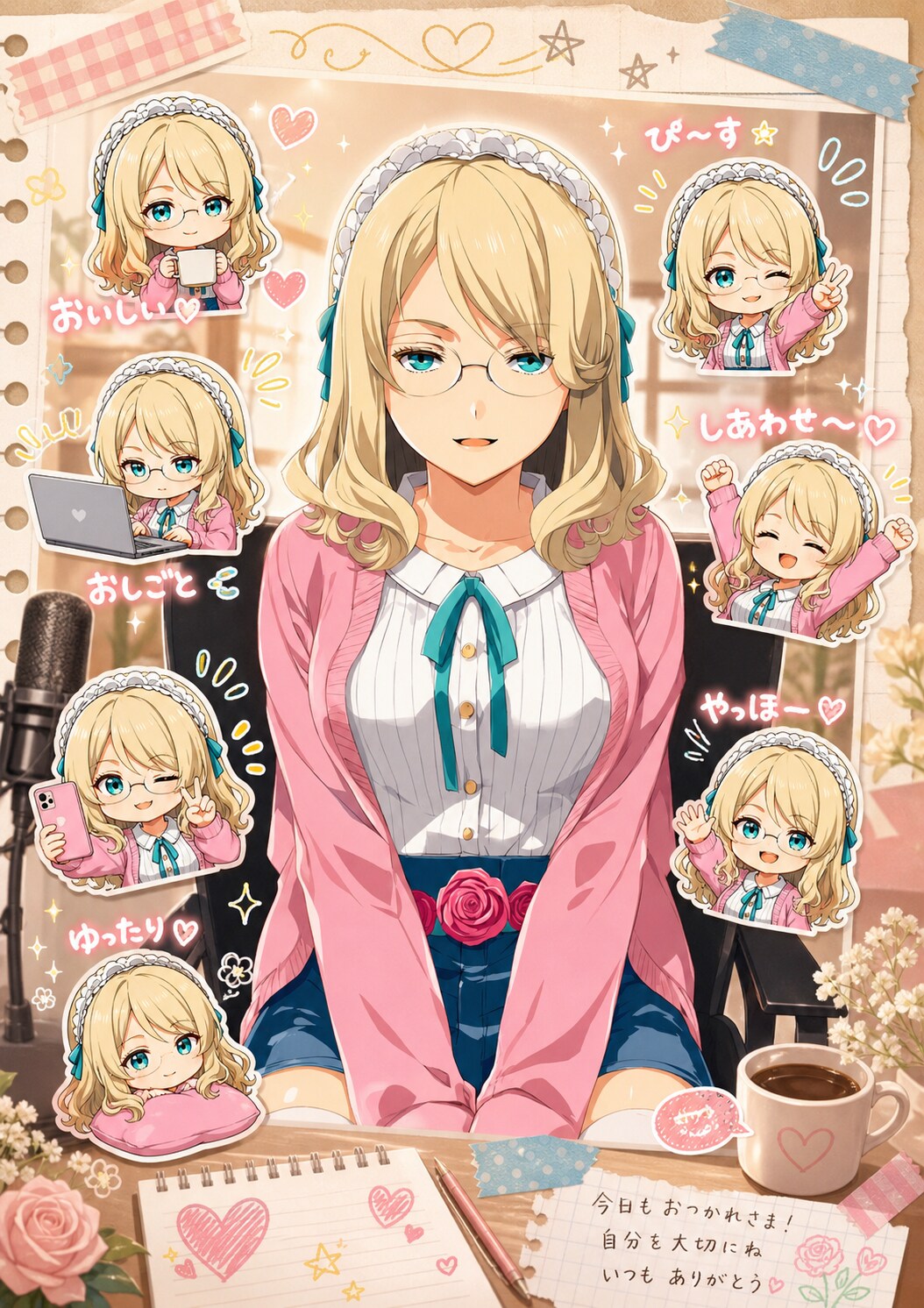 ちびキャラ・スクラップブック風イラスト
