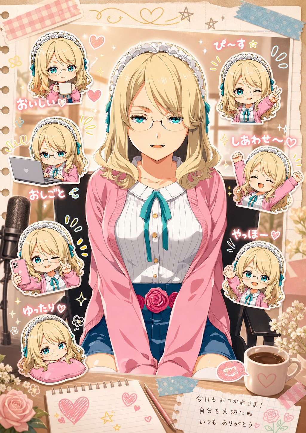 ちびキャラ・スクラップブック風イラスト