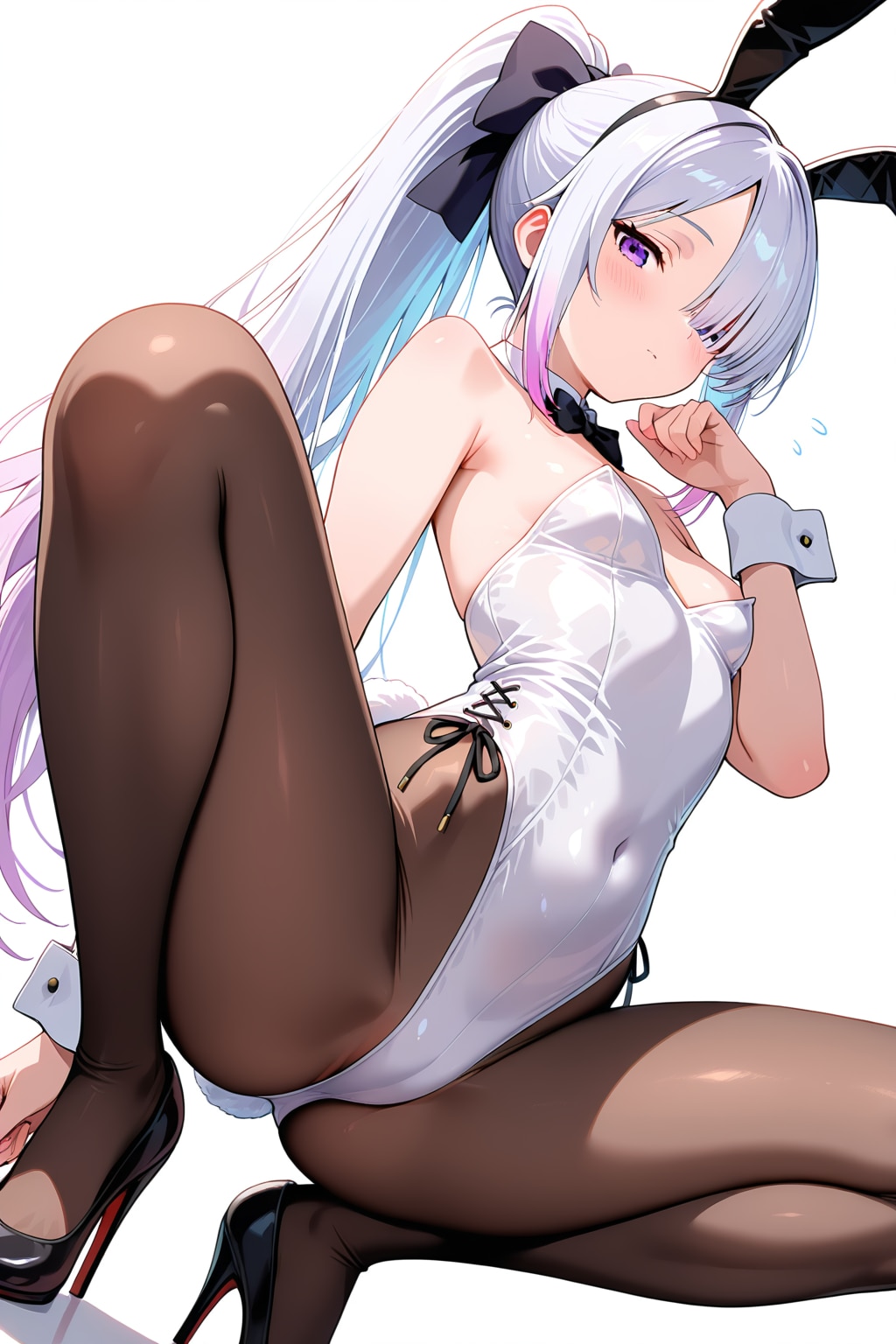 メカクレ薄紫髪ちゃん34『しゃがみ+背中逸らしポーズ』