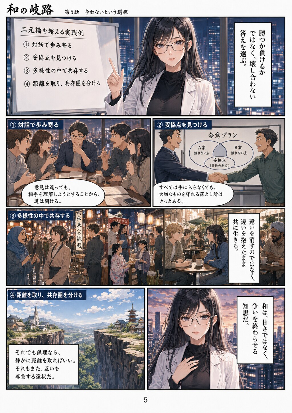『和の岐路（Crossroads of Harmony）』英語翻訳テキスト第1話：世界を二つに分ける心 (Episode 1: The Heart That Divides the World)世界は