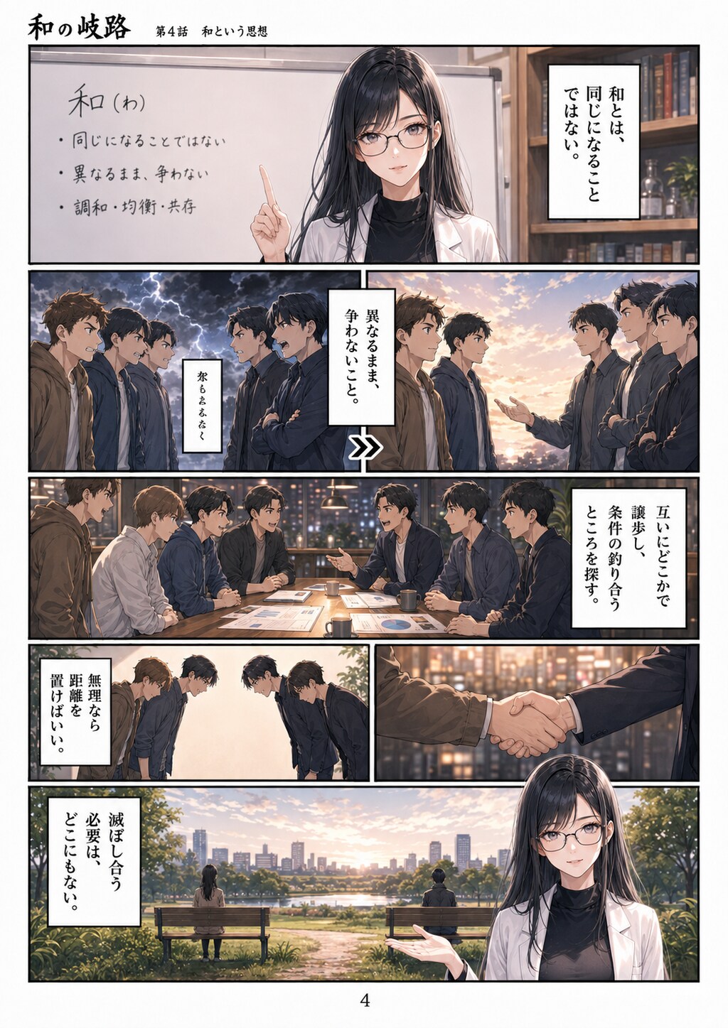 『和の岐路（Crossroads of Harmony）』英語翻訳テキスト第1話：世界を二つに分ける心 (Episode 1: The Heart That Divides the World)世界は