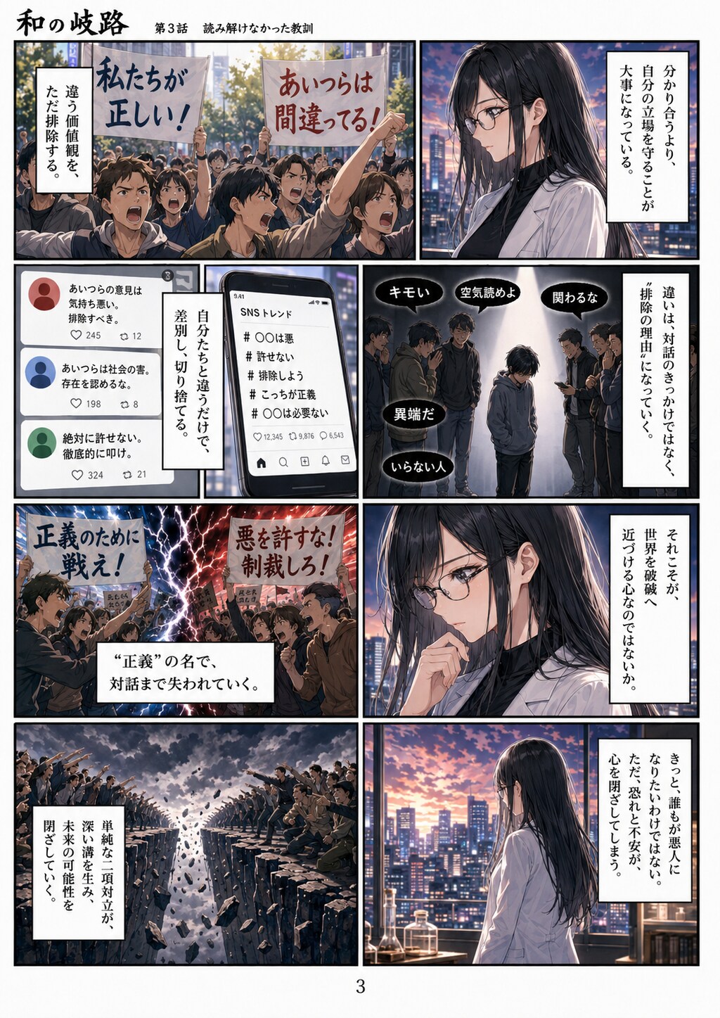 『和の岐路（Crossroads of Harmony）』英語翻訳テキスト第1話：世界を二つに分ける心 (Episode 1: The Heart That Divides the World)世界は