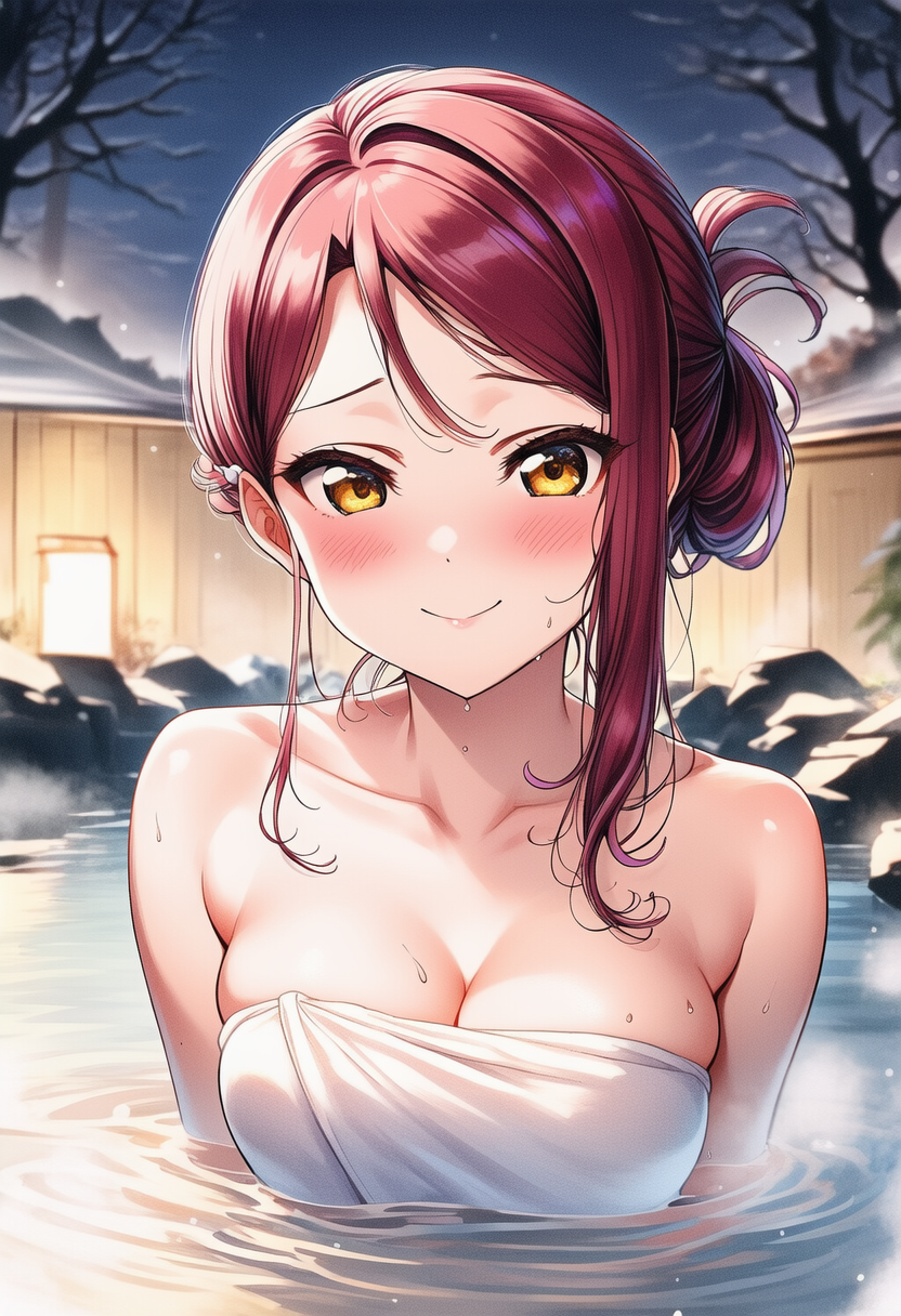 温泉に入るリリー