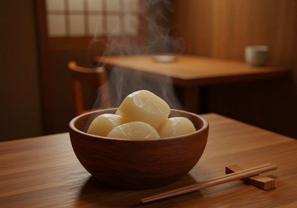 深夜食堂のお通しの揚げ出し豆腐とふろふき大根と株の田楽