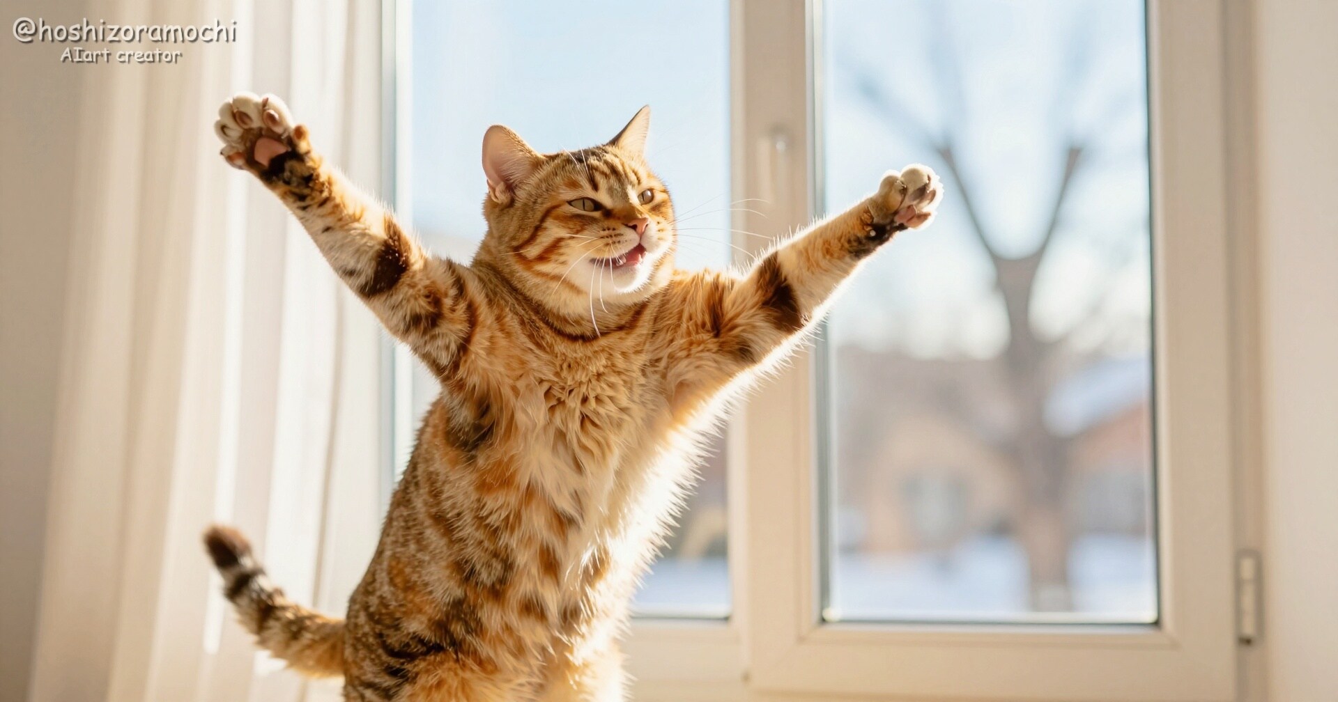 朝日を抱きしめちゃう🐱✨
