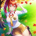 赤髪ポニテ娘✖紅葉（4枚 4枚目