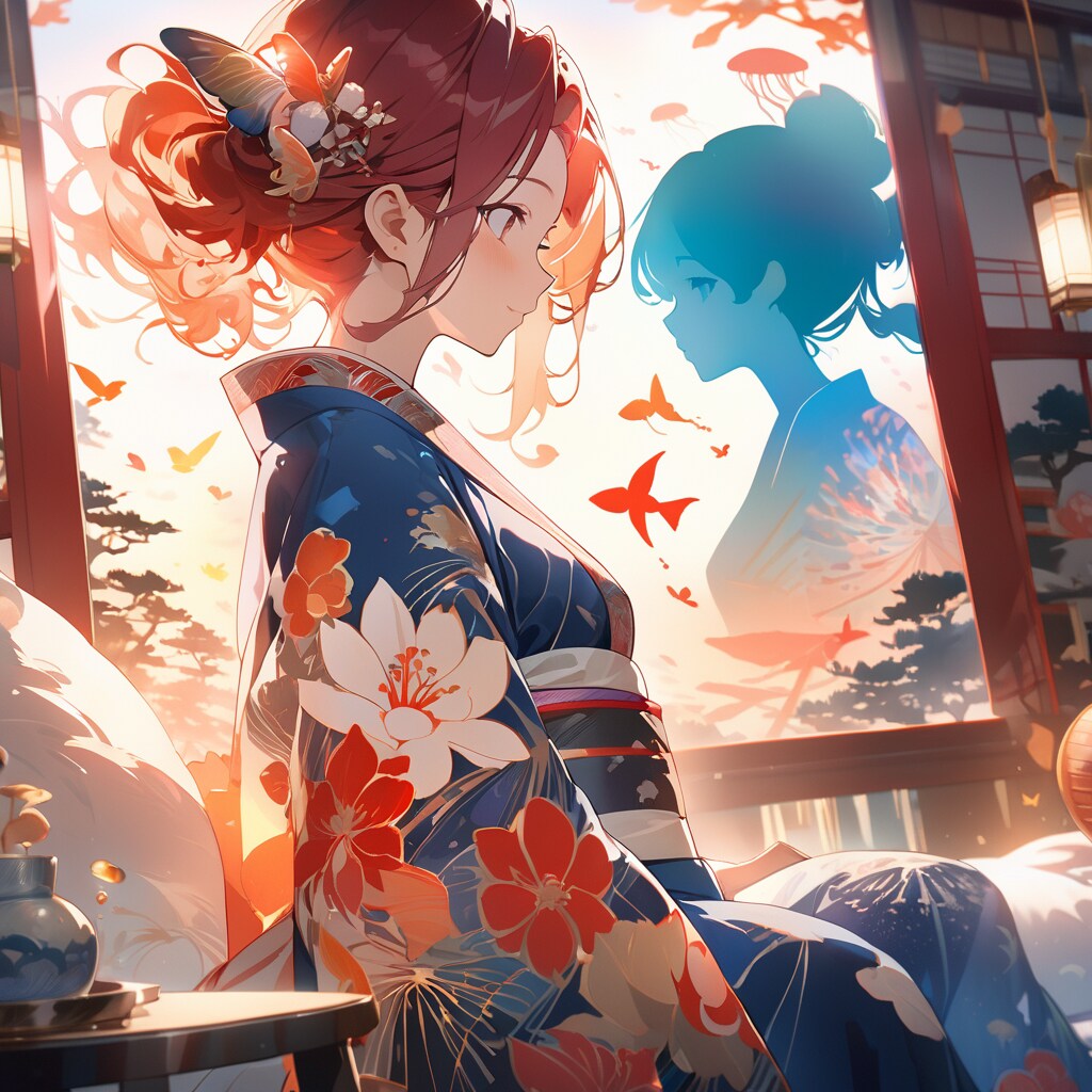 着物姿の赤髪ちゃん