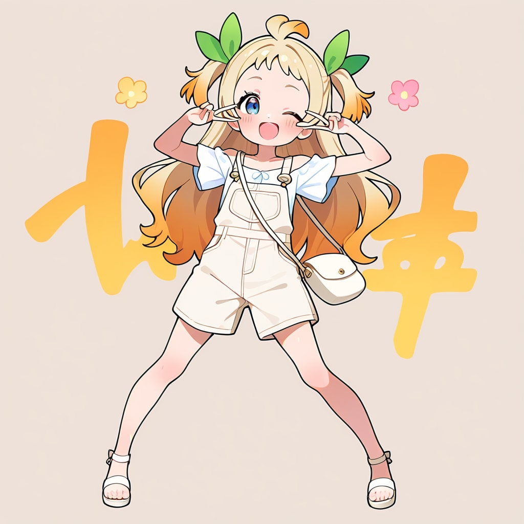 オレンジダブルピースガール