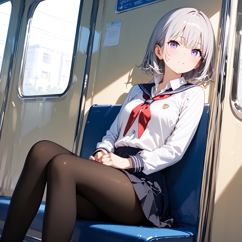 (972HQ)銀髪ちゃん電車通学
