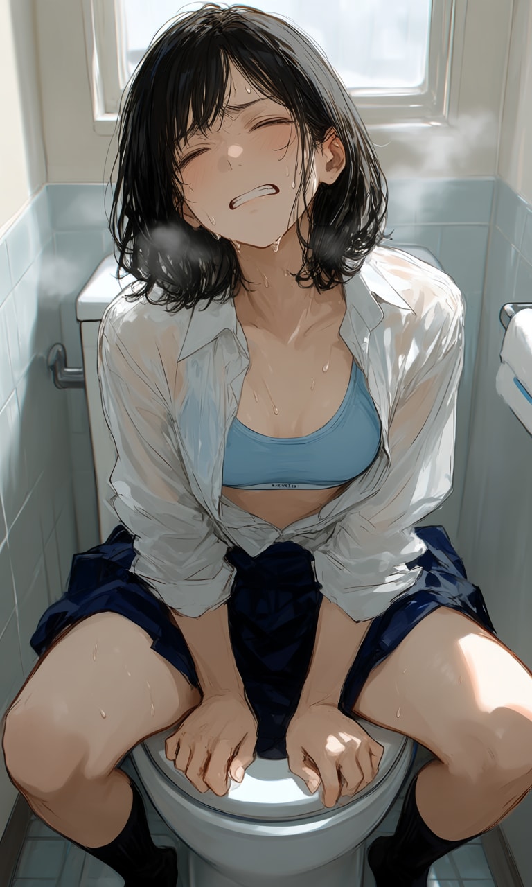 画風を変えた、全身全霊でふんばる女の子