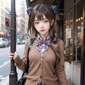 茶色カーデガン女子 2枚目