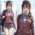 茶色カーデガン女子 3枚目