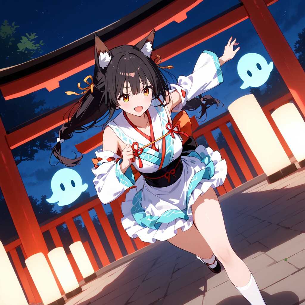 幽霊から逃げる巫女さん