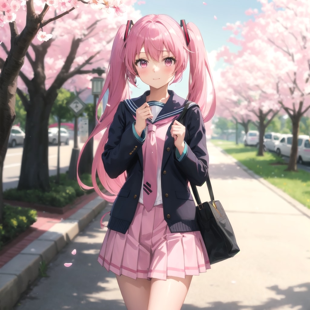 桜ミクさん🌸登校中