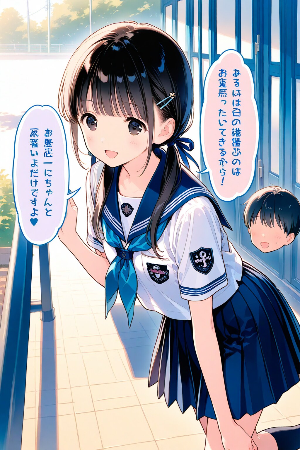 クラスメートとおしゃべりする次女ちゃん🌕✨