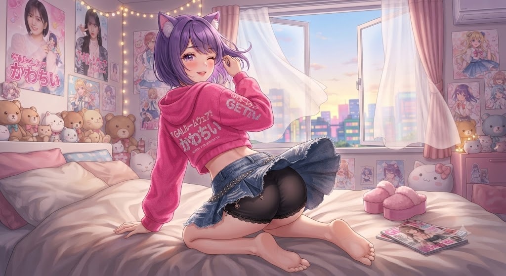 パンチラの部屋着のギャルのシス