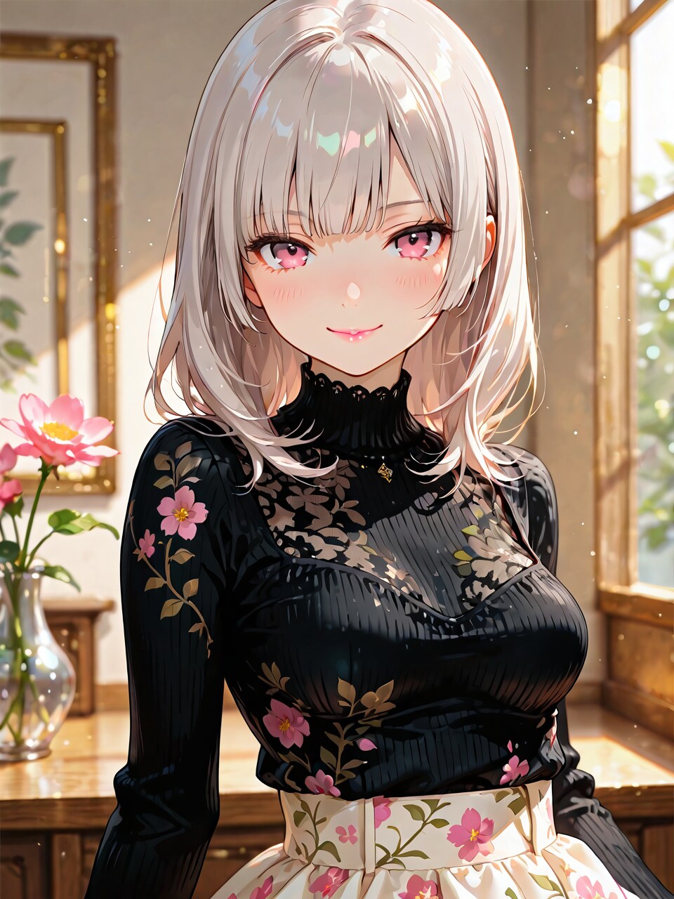 花柄セーター