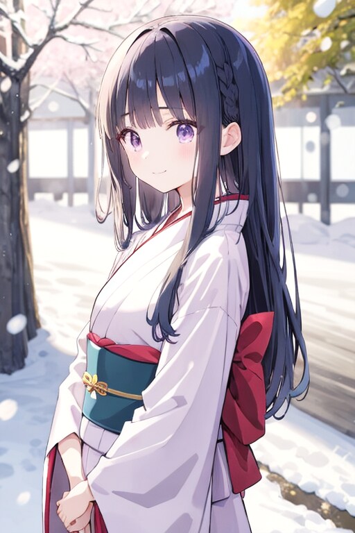 和装女子　雪見